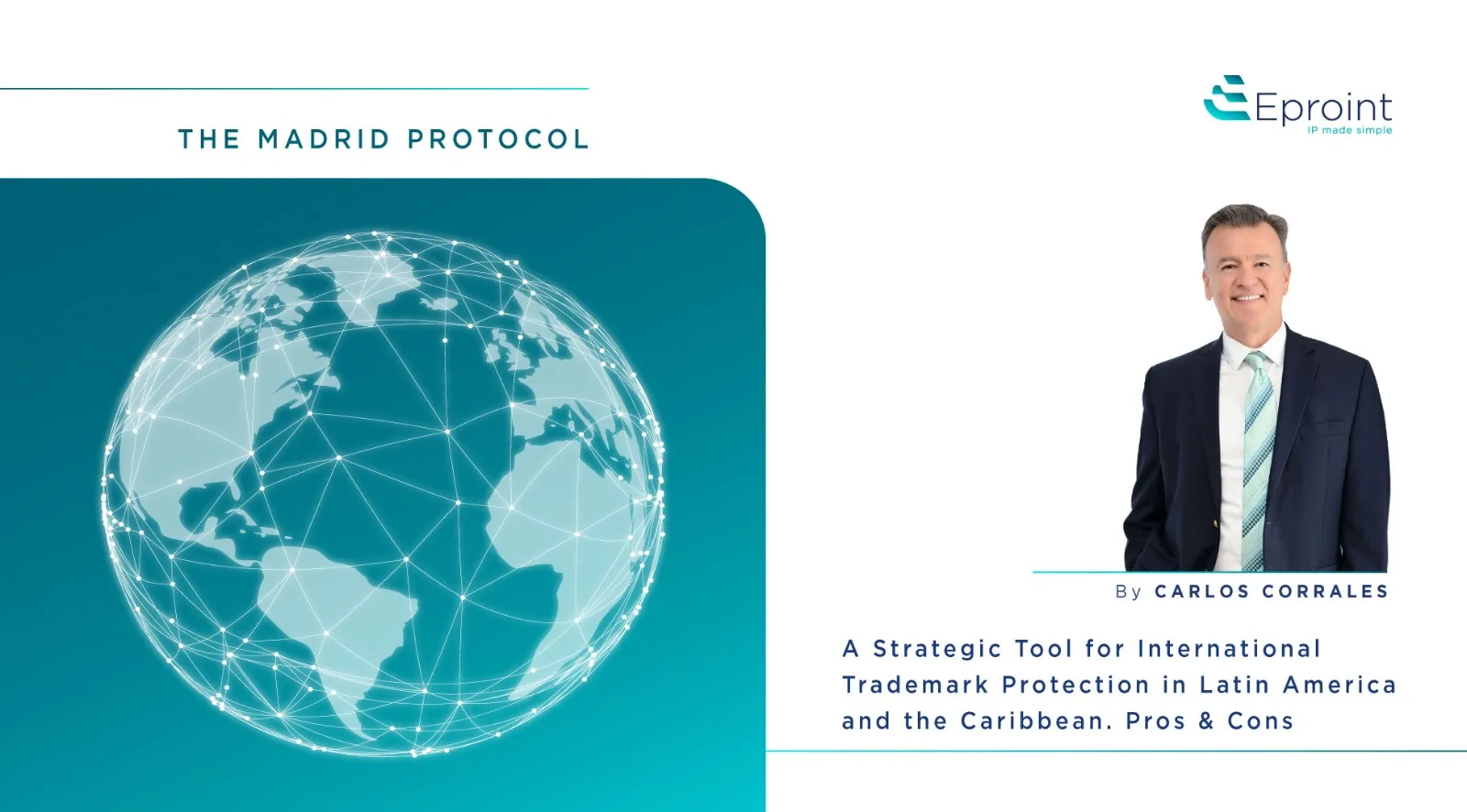 World map with trade mark registration routes across the Caribbean and Latin America under the Madrid Protocol